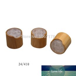 Free Shipping 50/100pcs 24/410 Natural Bamboo Lid for Cosmetic Toner Bottle,Top Clear Bamboo-Plastic Cover,Bamboo Disc Caps