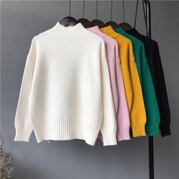 Winter Women Sweater Casual Turtleneck Pullover Sweaters Women Long Sleeve White Sweater Knitted Elegant Female Sweater 201222