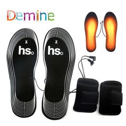 Demine Winter beheizte Einlegesohlen Elektrische Batterieheizung Warme Schuhe Einsätze Freischnitt Kohlefaser Fuß Pads Thermaler Heizgerät Insoels 220207