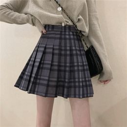 High Quality Short Pleated Tennis Skirt Woollen Spring for Women Sexy Girls High Waist Plaid Tutu Women's 2021 Kpop Mini Skirts Y1214