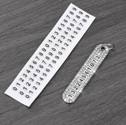 Rhinestone Anti-lost Phone Number Tag Keychain Auto Vehicle Number Plate Keyfob For Couples Keyring Pendant Trinket Couple Gift