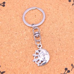 Fashion Keychain 26*20mm moon sun face Pendants DIY Jewellery Car Key Chain Ring Holder Souvenir For Gift
