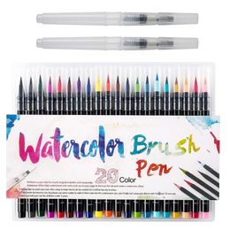 20 Color Art Markers Watercolor Painting Marker Pen Soft Brush Pen Set for Calligraphy Art Supplies Book Manga Comic Calligraphy Y200709