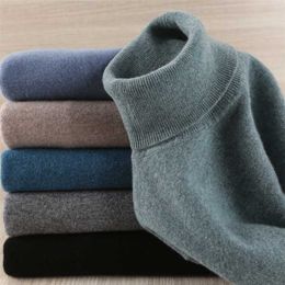 Men Sweater 100% Pure Wool Knitted Pullover Winter Arrival Fashion Turtleneck Jumepr Man Thick Clothes Tops 8Colors Sweaters 211221