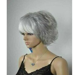 New Fashion Short Silver Cosplay Curly Hair Female Wig Fashion Charm