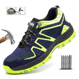 Manlegu Men's Boot Summer Breathable Mesh Work Indestructible Male Boots Puncture Proof Steel Toe Safety Shoes Y200915