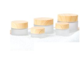 Frosted Glass Jar Cream Bottles Round Cosmetic Jars Hand Face Packing Bottles 5g 10g 15g 30g 50g Jars With Wood