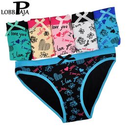 Lot 6 PCS Woman Underwear Cotton Sexy Panties Briefs I LOVE YOU Printed Cute Ladies Knickers Soft Lingerie Intimates for Women LJ200822