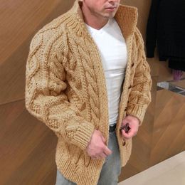 Men's Sweaters Men Cardigan Beige Colour Sweater Autumn Winter Clothing Thick Knitwear Jacket Coat Knitted Twist Warm Plus Size Cardigans