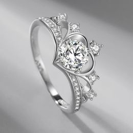 D Colour Morsonite Four Claw Diamond Proposal Noble Ring Female S925 Silver Platinum-plated Exquisite Crown Engagement Jewellery