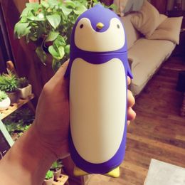 VILEAD Penguin Stainless Steel Thermos Vacuum Flasks Cartoon Thermos Portable Thermal Insulated Mug Children Drinking Bottle LJ201218