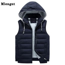 Men 4XL-8XL Parka Hooded Vest Winter Autumn New Thick Warm Casual Windbreaker Baggy Padded Outerwear Waistcoat Sleeveless Jacket 201119