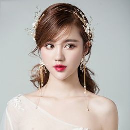 Gold Baroque Crown Leaves Hairbands Tiara with Shell Crystal Head Jewellery Hair Accessories Wedding Headpiece for Bridal Headband J0121