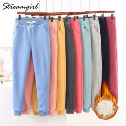 Winter Thick Plus Size Sweatpants Women High Waist Fleece Trousers Casual Pants For Women Winter Velvet Gray Women's Sweatpants 201118