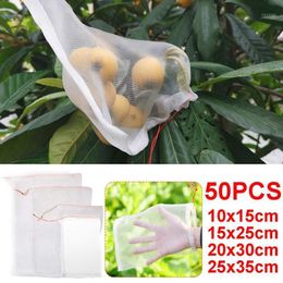 Planters & Pots 50Pcs Nylon Drawstring Style Planted Grape Protect Sack Fruit Conservation Bags Mesh Pocket Against Insect Pouch Waterproof