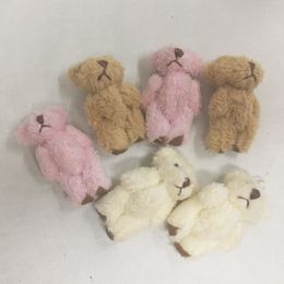 50pc 4.5cm mini Joint Teddy Bear with leather foot Plush Stuffed Wedding BOX toy doll Garment & Hair Accessories decor doll