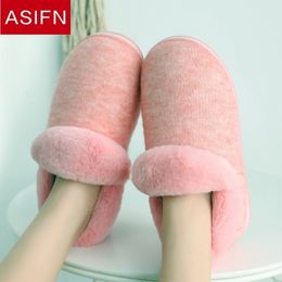 ASIFN Women Cotton Slippers with Fur Winter Men's Female Slipper Warm Couple Home Sweat Shock Absorbers Slip Modis Y201026