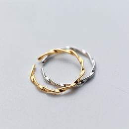 silver index finger rings NZ - S925 silver ring female simple twist wavy opening trend gold plated twisted index finger rings