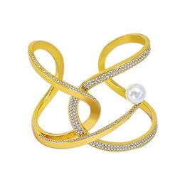 Bangle Women's Hand Braceletsfor Women Girls Gold Plated Pearl Costume Jewellery Cuff Bangles Charm Luxury Fashion Accessory Hard Wh