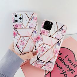 Cell Phone Cases Fresh Flower Gilt Mosaic Marble Case For 7/8 Plus Max X/Xs XR 11 11Pro 12 12mini 12Pro