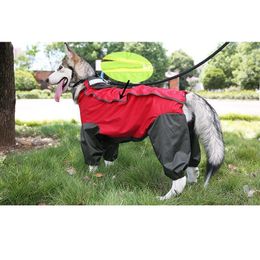 Big Dog Raincoat Clothes Labrador Retriever Waterproof Hoody Outwear Pet Large Dog Rain Coat Jacket Jumpsuit Costume Overalls 20 T200710