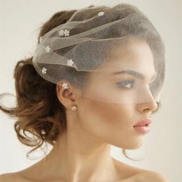 -2021 Romantique Little Flower Veil de mariage Cheveux Soft Soft Briche Voile Court pour femme Bridal Hair Accessories Couvrir le visage AL7608