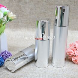 Silver Wire-drawing Airless Bottles Vacuum Pump Lotion Refillable Bottle Used For Cosmetic Container 100pcs/lot 15ml 30ml 50mlpls order