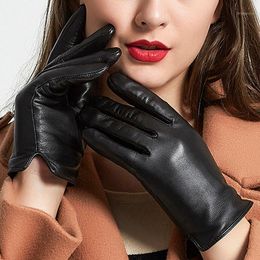 Five Fingers Gloves Fashion PU Leather Women Waterproof Thick Warm Spring Winter Mittens Christmas Gifts1