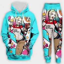 New Men/Womens Harley Quinn Funny 3D Print Fashion Tracksuits Crewneck Hip Hop Sweatshirt and Pants 2 Pcs Set Hoodies TZ09
