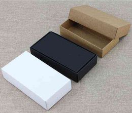 10pcs Blank Cardboard Box With Lid,White/Black/Kraft Paper Carton Box,Large Gift Box Packaging H1231