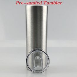 Sanded Cup 30oz Skinny Tumbler Pre-sanded Tumbler Stainless Steel Tumbler Vacuum Insulated Beer Coffee Mugs with Lid free shipping