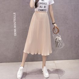 6 Colours Korean Fashion Summer Skirt Female Chiffon High Waist Pleated Skirts Womens S-XL Harajuku Faldas Mujer Y1214