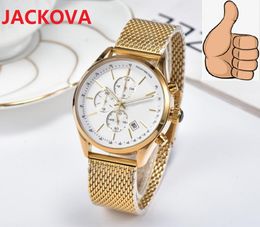 Men's famous table watch 43mm multi-functional japan quartz movement Chronograph Watches President Popular Famous classic designer Wristwatches Montre De Luxe