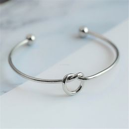 women Knot heart bracelet Bangle Cuff open adjustable bracelets fashion jewelry gold