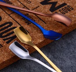 304 Stainless Steel Square Head Ice Spoons Home Kitchen Supplies Long Handle Coffee Dessert Gold Cocktail Stirring jlliGd mx_home