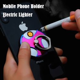 2020 Creative Windproof USB Cigarette Lighter Metal Electric Lighter Compact Mobile Phone Holder Ignition Lighter Rechargeable Men Gift