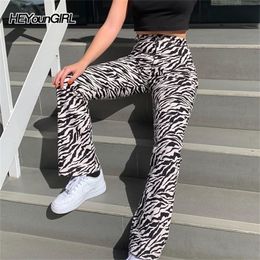 HEYounGIRL Zebra Animal Print Elegant Pants Capris Harajuku High Waist Trousers Ladies Casual Office Pants Women Streetwear 201119