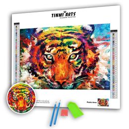 5D DIY Diamond Paintings Animals Kits Watercolour Tiger Pictures Full Round AB Drill Embroidery Rhinestones Mosaic Wall Stickers 201112