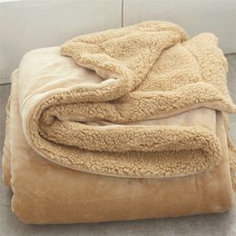 AB Side Coral Velvet and Lamb Cashmere Blanket Soft Thick Blanket for Bed Sofa Warm Fleece Sherpa Blanket for Bedroom 13 Colours LJ201127