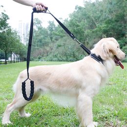 Anti Pull Training Dog Leash Shock Absorbing Pet Leash with 2 control handles # LJ201109