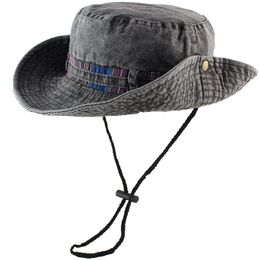 100% Cotton Sun Hat Bucket Summer Men Women Fishing Boonie UV Protection Outdoor Beach Cap Packable Denim Adjustable Washed Y200714