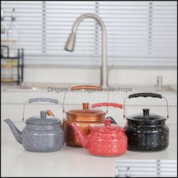 Teapots Teaware Kitchen Dining Bar Home Garden 1.5L Stainless Steel Spray Painting Natural Stone Finish Teapot With HeatInsating Handle