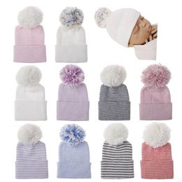 Newborn Hospital Hat Infant Baby Hat Caps with ball Soft Cute Nursery Beanie Hat