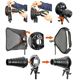 Freeshipping Flash Softbox Kit 80cm * 80cm / 60cm*60cm / 40cm * 40cm + S type Bracket Mount Kit for Flash Speedlite Studio Shooting