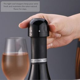 Wine Bottle Stopper Sealed Mini Food-Grade ABS Sparkling Wine Champagne Bottle Stopper BlackVacuum Red Wine Bottle Cap Stopper Silicone Seal