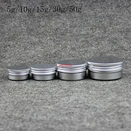 100pcs/lot 5/10/15/30/50g Empty Aluminium Jars Refillable Cosmetic Bottle Ointment Cream Sample Packaging Containers Screw Capgood package