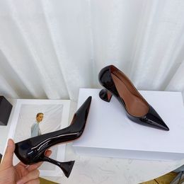 Fashion-White Black Patent leather Sexy Dress Shoes Pointed toe Kitten heel Women Pumps Evening Party Red Carpet Shoe