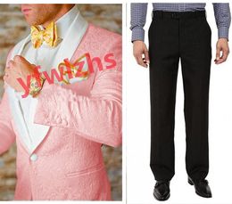 Handsome One Button Groomsmen Shawl Lapel Groom Tuxedos Men Suits Wedding/Prom/Dinner Man Blazer(Jacket+Tie+Pants) T392
