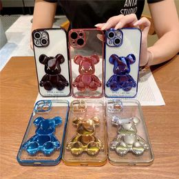 Electroplated three-dimensional violent bear mobile phone cases iPhone12 fall-proof xsmax all-inclusive 8p soft xs/x fashion phone case printing