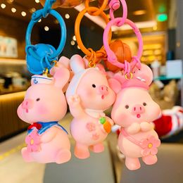 Girls Keychains pink pig key chain delicate lovely bag pendant doll car keys Little pigs lovely business gift